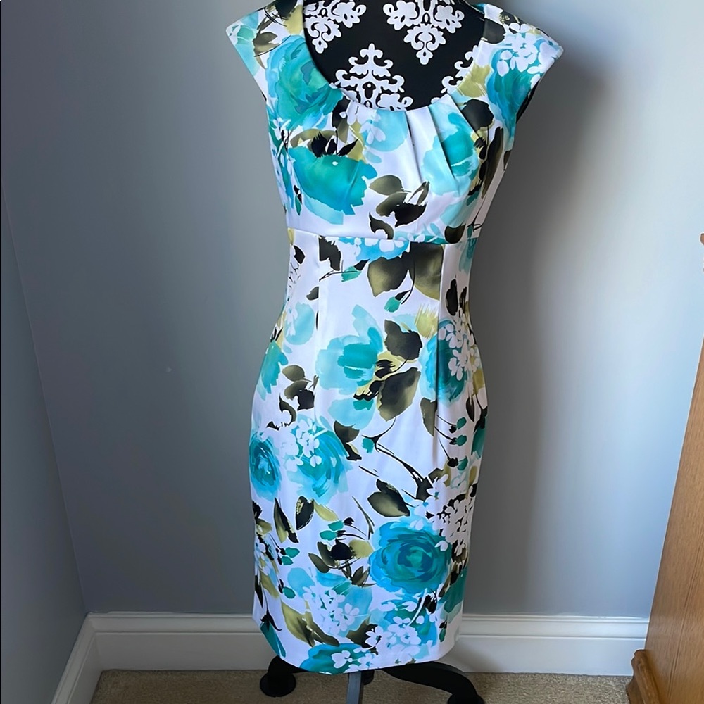 Floral Blue and White Dress